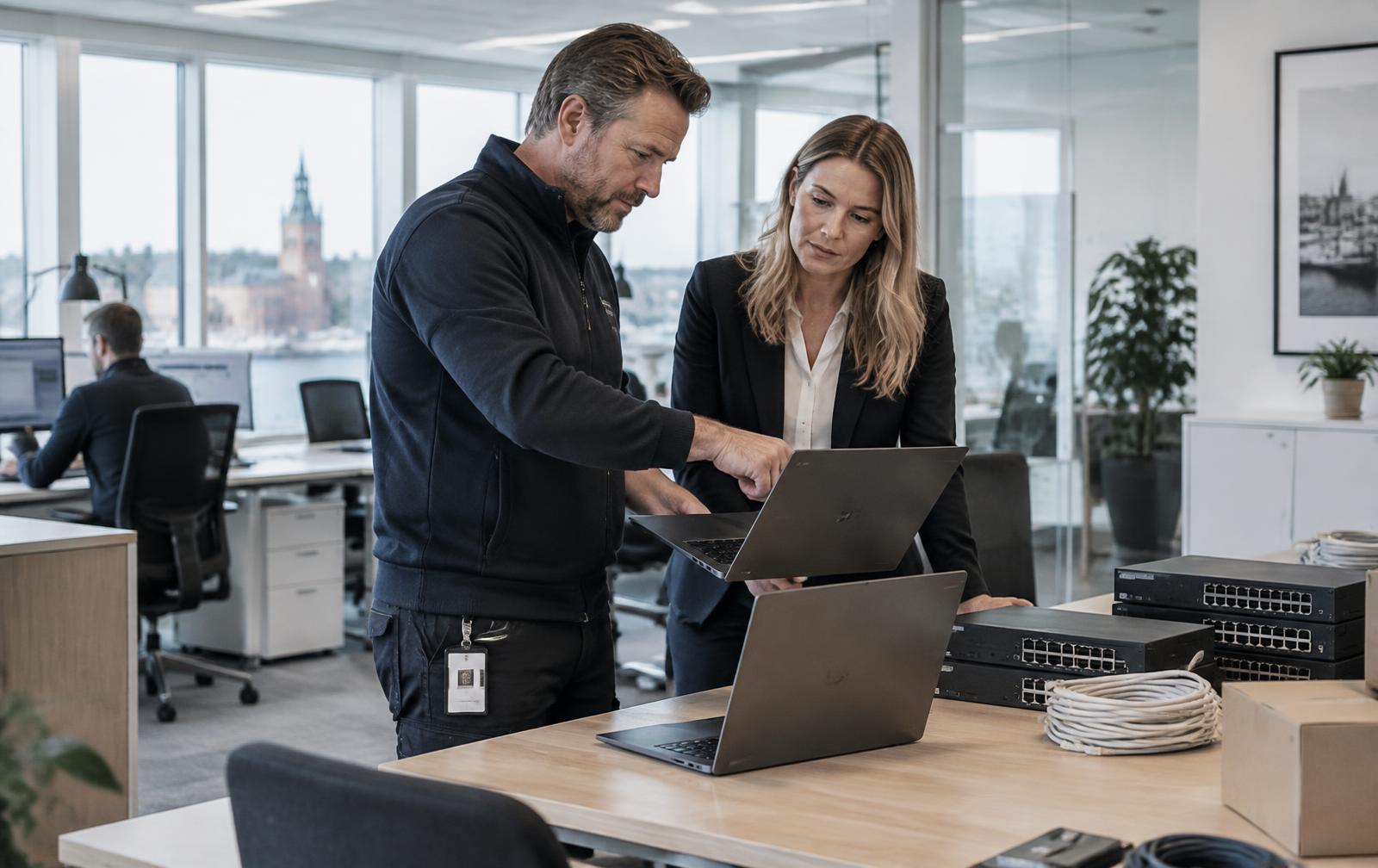 IT-utrustning installeras på ett företag